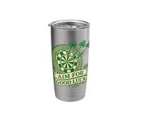 Aim for Good Luck Irish Shamrock Dartboard St Patricks Day Stainless Steel Insulated Tumbler