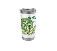 Aim for Good Luck Irish Shamrock Dartboard St Patricks Day Stainless Steel Insulated Tumbler