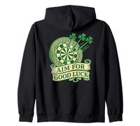 Aim For Good Luck Irish Shamrock Dartboard St Patricks Day Zip Hoodie