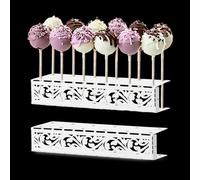AIM & GGKK Cake Pop Stand, 12 Holes Lollipop Display Stand,Set of 2 White Metal Display Holder, Lollipop Holder for Wedding, Baby Shower, Birthday, Anniversaries Party Candy Decorative