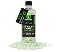 Aim Green Tracer Biodegradable Airsoft BBS, Glow-in-The-Dark BBS, 3,000 Count, .20 Grams