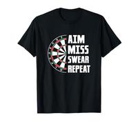 Aim Miss Swear Repeat Dartboard Team Darts T-Shirt