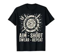 Aim Shoot Swear Repeat, Archer Men Women, Vintage Archery Value Graphic T-Shirt, Men, Black, S