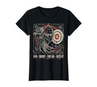 Aim Shoot Swear Repeat, Archer Men Women, Vintage Archery Value Graphic T-Shirt, Women, Black, L