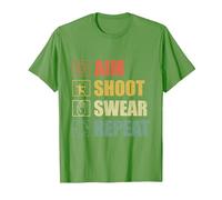 Aim Shoot Swear Repeat Archery Target Shooting Archer T-Shirt, Men, Grass Green, Medium