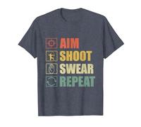 Aim Shoot Swear Repeat Archery Target Shooting Archer T-Shirt, Men, Heather Blue, Medium