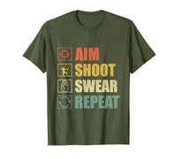 Aim Shoot Swear Repeat Archery Target Shooting Archer T-Shirt, Men, Olive Green, XX-Large