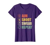 Aim Shoot Swear Repeat Archery Target Shooting Archer T-Shirt, Women, Purple, XX-Large