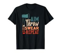 Aim Throw Swear Repeat Funny Axe Throwing Value Graphic T-Shirt