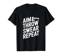 Aim Throw Swear Repeat - Funny Axe Throwing Value Graphic T-Shirt