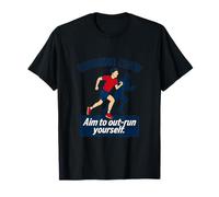 Aim to Out-Run Yourself Motivational Runner Crew Design T-Shirt