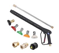 Aim Tools High Pressure Washer Gun Long Handle 4000 PSI with 5 Spray Nozzle Tips, 40cm Extension Wand, M22-14mm Fitting and Quick Connect Adapter Fits Karcher, Car Jet Washer Cleaning Kit