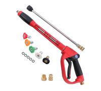 Aim Tools High Pressure Washer Gun Long Lance 5000 PSI with 5 Nozzle Tips, 16 Inch Replacement Extension Wand 1/4" Quick Connect, M22 14mm Fitting, Car Jet Washer Washing Cleaning Kit
