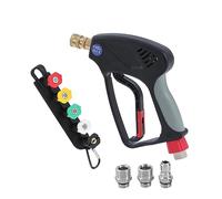 Aim Tools Pressure Washer Gun Short Lance 4000 PSI with 3/8" Quick Connector, M22 14mm /15mm Fittings, 5 Nozzle Tips with Holder, Car Jet Washer Washing Cleaning Kit