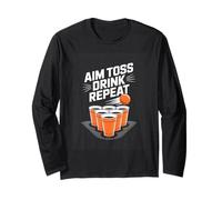 Aim Toss Drink Repeat Beer Pong Party Game Long Sleeve T-Shirt
