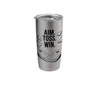 Aim. Toss. Win. Cornhole Enthusiasts Backyard Fun Game Night Stainless Steel Insulated Tumbler