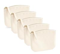 AIMA Cosmetic Bag Case in Organic Cotton Canvas, Multi-Purpose Clutch Bag with Gold Zip, Suitcase Organizer, Bag, Pen Case, Customisable Bag - 14.5 x 11 cm, Natural, M, Zip Clutch Bag