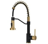 AIMADI Black Faucet Kitchen,Commercial Black Gold Kitchen Faucet Matte Black Modern Single Handle Kitchen Faucet with Pull Down Sprayer for Rv Farmhouse Camper