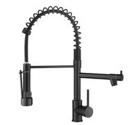 AIMADI Black Kitchen Faucet with 2 Function Sprayer,Commercial Stainless Steel Single Handle Single Hole Spring Matte Black Kitchen Faucet