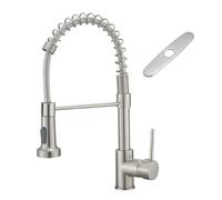 AIMADI Deck Plate Kitchen Taps, Contemporary Stainless Steel Single Handle Brushed Stainless Steel Pull Down Kitchen Sink Taps