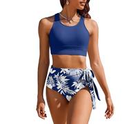 AI'MAGE Bikini Sets for Women Summer Short Bikini Sets Tummy Control Triangle Tankini Top Sexy, Navy Blue, L
