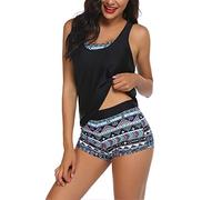 AI'MAGE Tankini Sets for Women UK with Shorts Gothics Striped Print Classic Bikini Set Athletic Sexy, Pat3, S