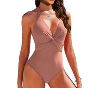 AI'MAGE Women One Piece Swimsuit Sport Swimming Costume Modest Swimwear Scoopback Swimsuits for Women, Gray Purple, L