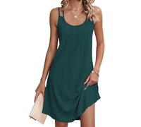 AI'MAGE Women's Swimsuit Cover Up Spaghetti Strap Eyelet Bathing Suit Cover Ups Sleeveless Beach Cover Up Dress S-3XL, Dark Green, XL