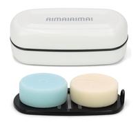 AIMAIAIMAI Shampoo Bar Holder Travel Case for Two Bars - Compatible with Kitsch Solid Shampoo & Conditioner Bars, Large Soap Container for Bathroom or Travel (1 Pack, White Style A-Large)