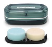 AIMAIAIMAI Shampoo Bar Holder Travel Case for Two Bars - Compatible with Kitsch Solid Shampoo & Conditioner Bars, Large Soap Container for Bathroom or Travel (Blue Style A-Large)