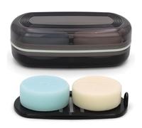 AIMAIAIMAI Shampoo Bar Holder Travel Case for Two Bars - Compatible with Kitsch Solid Shampoo & Conditioner Bars, Large Soap Container for Bathroom or Travel (1 Pack, Black Style A-Large)