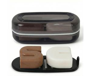 AIMAIAIMAI Shampoo Bar Holder Travel Case for Two Bars - Compatible with Kitsch Solid Shampoo & Conditioner Bars, Large Soap Container for Bathroom or Travel (1 Pack, Black Style A-Large)