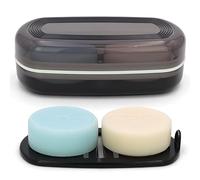 AIMAIAIMAI Shampoo Bar Holder Travel Case for Two Bars - Compatible with Most Solid Shampoo & Conditioner Bars, Large Soap Container for Bathroom or Travel (1 Pack, Black Style A-Large)