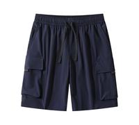 AIMAIBMLD Men's Cargo Summer Military Green Athletic Pants Shorts-Navy Blue-S