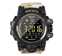 AIMAISEN Electronic Sport Watch Men's Military Wristwatch 50M Waterproof Step Counter Calories Stopwatch Call SMS Reminder Running Swimming Smart Bluetooth Watches (Camouflage Yellow)