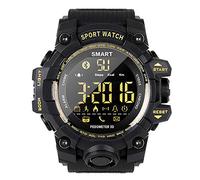 AIMAISEN Electronic Sport Watch Men's Military Wristwatch 50M Waterproof Step Counter Calories Stopwatch Call SMS Reminder Running Swimming Smart Bluetooth Watches (Black)