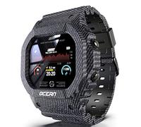 AIMAISEN Smart Square Military Watch Outdoor Sports Digital Wristwatch 50M Waterproof Bluetooth Watches Heart Rate/Sleep Monitor Pedometer Calories Stopwatch, for iOS Android (Denim Blue)