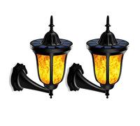 AIMAISEN Solar Garden Wall Lights Outdoor Waterproof LED Flame Wall Lamp Flickering Solar Sconce Dusk To Dawn With Auto On/Off, For Landscape, Pathway, Patio, Balcony Deck Yard (2 Pack)