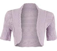Aimanz Fashions® Kids Girls Short Sleeve Front Open Bolero Knitted Cropped Cardigan Shrugs Sweater Tops (Lilac, 3-4 Years)