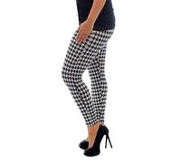 Aimanz Fashions® Women Bang Aztec Skull Printed Legging - Ladies Stripe Stretchy Slim Leggings Halloween Pants (Dog Tooth, 16-18)