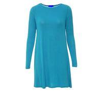 Aimanz Fashions® Womens Ladies Plain Jersey Bang Tartan Print Long Sleeve Party A Line Skater Flared Swing Dress Tee Top (Turquoise, 24-26)