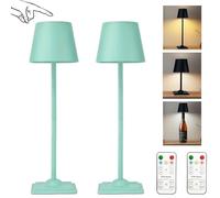 AIMARS Rechargeable Lamp, Touch & Remote Control Waterproof Table Lamp with 3-Color Modes, USB Portable 3-in-1 Multi-Scene Bedside Lamps for Bedroom, Living Room, Dining, Outdoor (Mint-Green, 2-Pack)