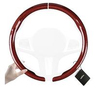 Aimato Carbon Fiber Steering Wheel Cover 2 Piece Non-Slip Clip on Steering Wheel Cover,Ultra-Thin Breathable,Universal Fit 15.5"-16" Wheel,Bright Red