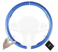 Aimato Carbon Fiber Steering Wheel Cover 2 Piece Non-Slip Clip on Steering Wheel Cover,Ultra-Thin Breathable,Universal Fit 14.5"-15" Wheel,Matte Blue