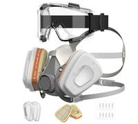 AIMAX Face Masks Respirator with A1P2 Filter and Protective Goggles, Reusable Anti-Dust Face Cover for Painting, Sanding, Spraying, Fine Dust, Complete Set with Replacement Filters