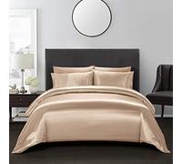 AiMay 3 Piece Satin Duvet Cover Set Bedding Sets (No Comforter Include) Luxury Rich Silk Silky Super Soft Solid Color Reversible Stain-Resistant Wrinkle Free (King, Taupe)