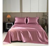 AiMay 6 Piece Satin Sheet Set King Deep Pocket 1800 Series Luxury Rich Silk Silky Super Soft Solid Color 4 Pillowcases Sexy Honeymoon Wrinkle Free (King, Soft Purple)