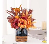 Aimdorarchery Artificial Flowers with Vase for Home Office Decor Faux Silk Sunflower Roses Flowers Arrangement in Vase Fall Decor for Rustic Farmhouse Dining Table Centerpieces Decor