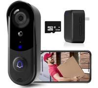 Doorbell Camera Wireless with Chime, WiFi Video Doorbell Camera, 32GB SD Card,No Monthly Fees, 1080P HD, 2-Way Audio, Motion Detection, IP65 Waterproof,2.4G WIFI, Pre-installed