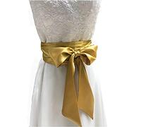 AIMECHA Eyrie Special Occasion Dress sash Bridal Belts Wedding sash 4'' Wide Double Side, Gold, Medium
